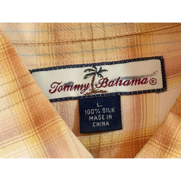 TOMMY BAHAMA Long Sleeve Button Down Silk Shirt Gold Large - Picture 5 of 6